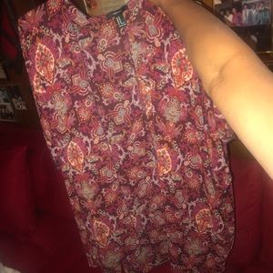 Knee length never worn burgundy pattern cardigan